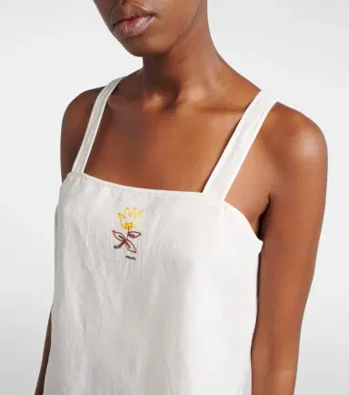 Prada Embroidered linen minidress | Thumbnail 3