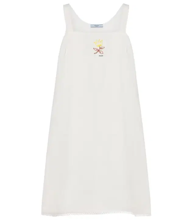 Embroidered linen minidress