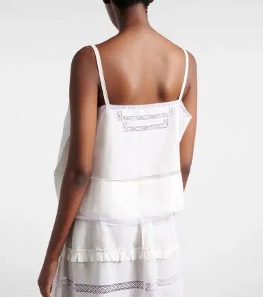 Prada Lace-trimmed linen top | Thumbnail 2 Prada Lace-trimmed linen top | Thumbnail 2