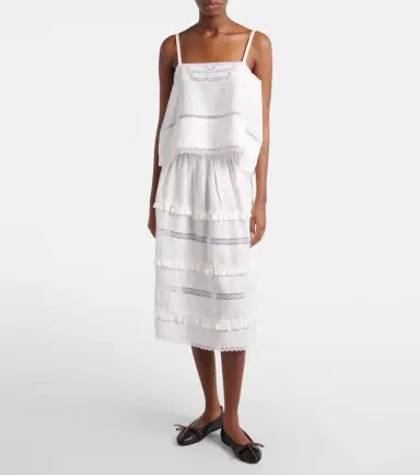 Prada Lace-trimmed linen top | Thumbnail 5 Prada Lace-trimmed linen top | Thumbnail 5
