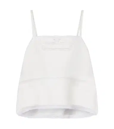 Prada Lace-trimmed linen top | Thumbnail 1 Prada Lace-trimmed linen top | Thumbnail 1