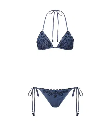Zimmermann Aster embroidered denim bikini | Thumbnail 1 Zimmermann Aster embroidered denim bikini | Thumbnail 1