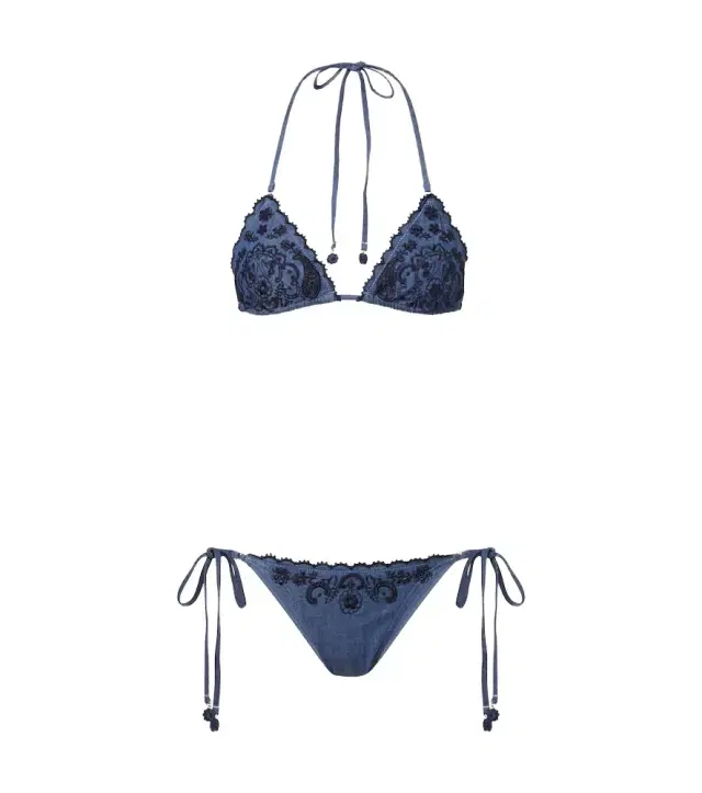 Zimmermann Aster embroidered denim bikini