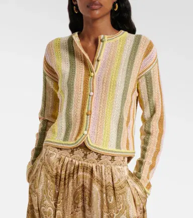 Zimmermann Indra striped crochet cotton cardigan | Thumbnail 2