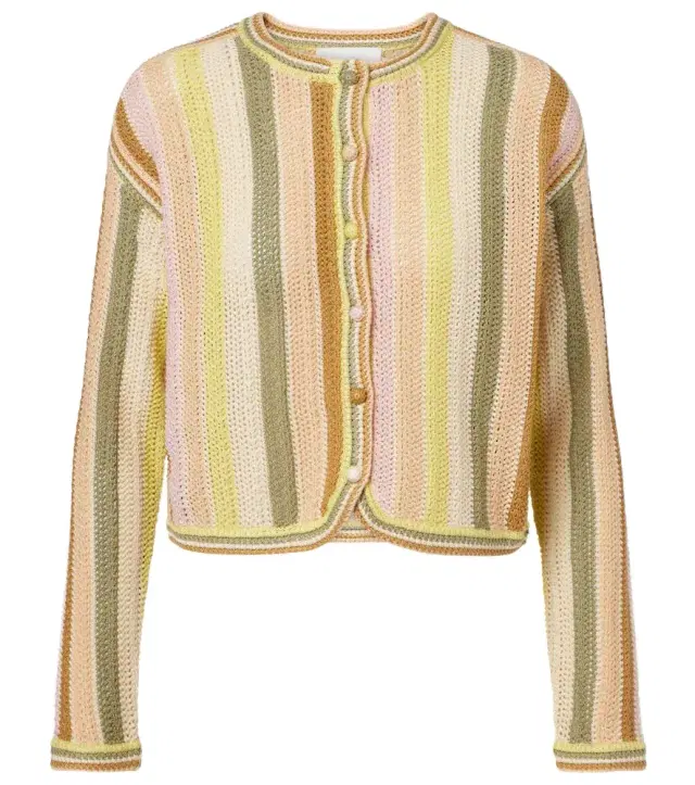 Indra striped crochet cotton cardigan Indra striped crochet cotton cardigan