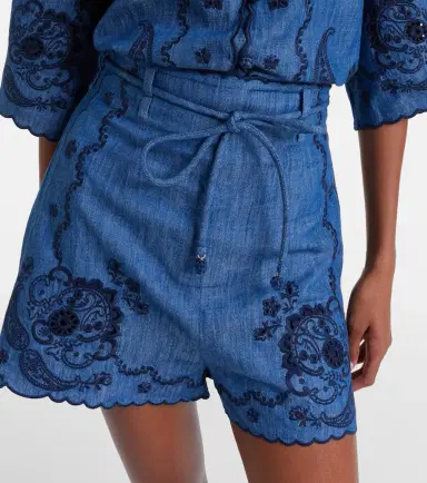 Zimmermann Aster embroidered denim shorts | Thumbnail 3