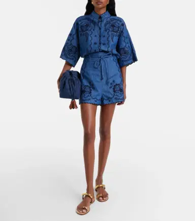 Zimmermann Aster embroidered denim shorts | Thumbnail 5