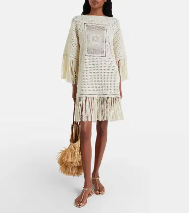 Zimmermann Indra crochet fringed cotton minidress | Thumbnail 6