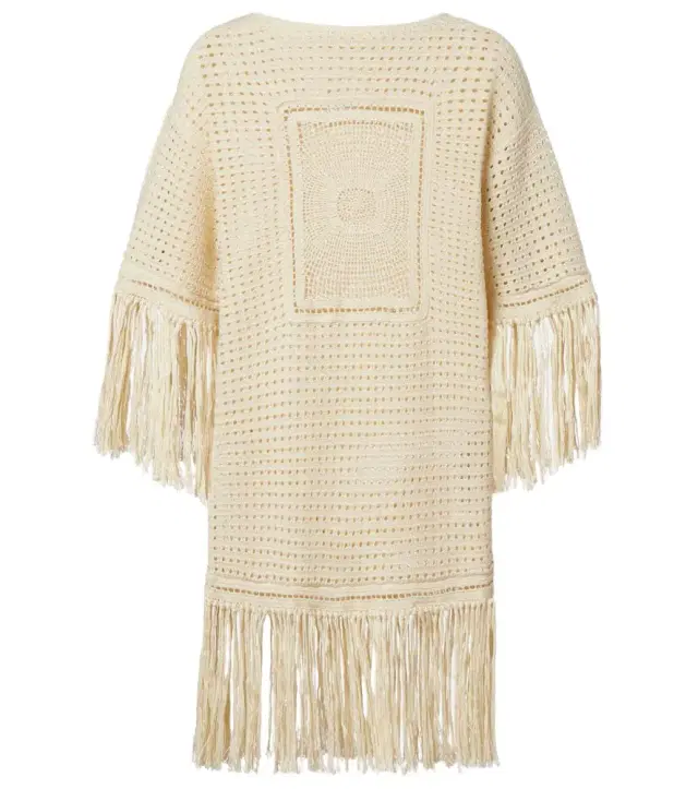 Indra crochet fringed cotton minidress
