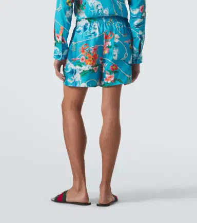 Gucci Printed silk twill shorts | Thumbnail 2
