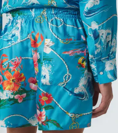 Gucci Printed silk twill shorts | Thumbnail 3