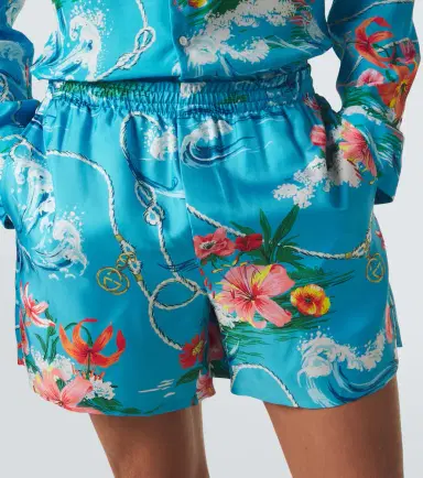 Gucci Printed silk twill shorts | Thumbnail 5