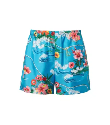 Gucci Printed silk twill shorts | Thumbnail 1