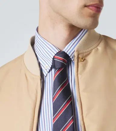 Valentino Garavani VLogo striped silk twill jacquard tie | Thumbnail 2 Valentino Garavani VLogo striped silk twill jacquard tie | Thumbnail 2