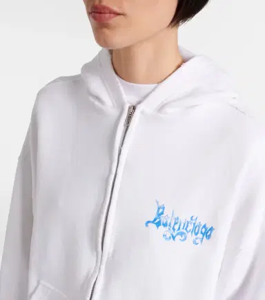 Balenciaga Logo cotton jersey zip-up hoodie | Thumbnail 4