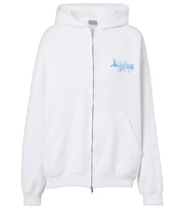 Logo cotton jersey zip-up hoodie