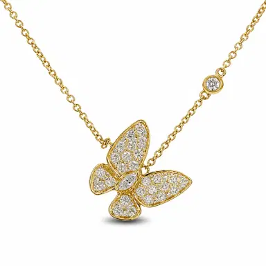 Wish Fine Jewelry 0.81ct Diamond 18K Gold Butterfly Pendant Necklace | Thumbnail 2