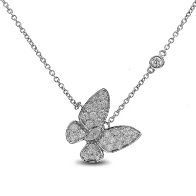 Wish Fine Jewelry 0.81ct Diamond 18K Gold Butterfly Pendant Necklace | Thumbnail 1