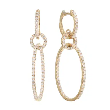 Wish Fine Jewelry 1.75ct Diamond 18K Gold Hoop Dangle Drop Earrings | Thumbnail 1 Wish Fine Jewelry 1.75ct Diamond 18K Gold Hoop Dangle Drop Earrings | Thumbnail 1