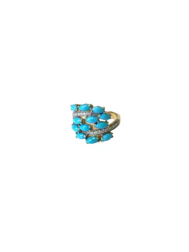 Wish Fine Jewelry 3.59ct Diamond Arizona Turquoise 18K Gold Cluster Ring | Thumbnail 1 Wish Fine Jewelry 3.59ct Diamond Arizona Turquoise 18K Gold Cluster Ring | Thumbnail 1