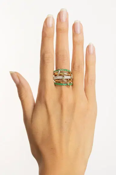 Spinelli Kilcollin Emerald Diamond 5 Band Chloe Vert Ring | Thumbnail 2 Spinelli Kilcollin Emerald Diamond 5 Band Chloe Vert Ring | Thumbnail 2