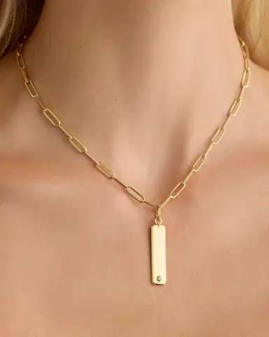 Jennifer Fisher Beveled Dog Tag in 18K Yellow Gold | Thumbnail 2