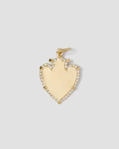 Jennifer Fisher Heart Shield with Pave White Diamonds in 18K Yellow Gold | Thumbnail 2