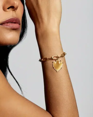 Jennifer Fisher Heart Shield with Pave White Diamonds in 18K Yellow Gold | Thumbnail 1