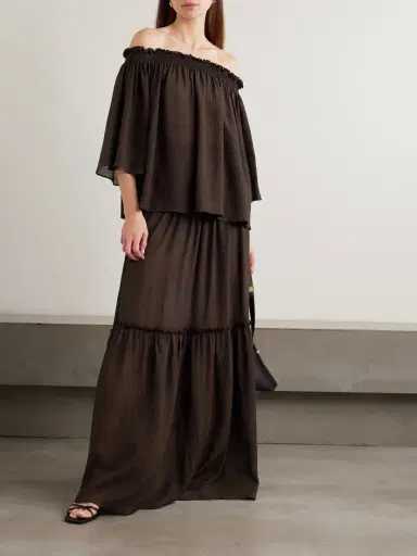 Joseph Emi Off-the-shoulder Shirred Seersucker Top | Thumbnail 2 Joseph Emi Off-the-shoulder Shirred Seersucker Top | Thumbnail 2