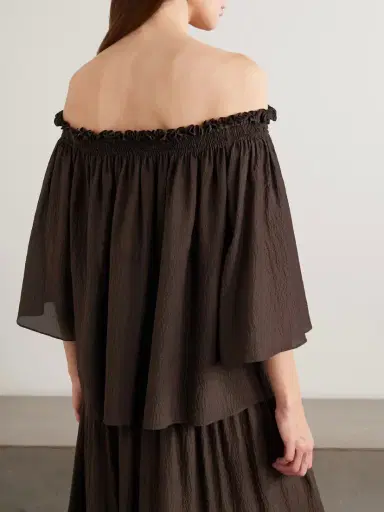 Joseph Emi Off-the-shoulder Shirred Seersucker Top | Thumbnail 3 Joseph Emi Off-the-shoulder Shirred Seersucker Top | Thumbnail 3