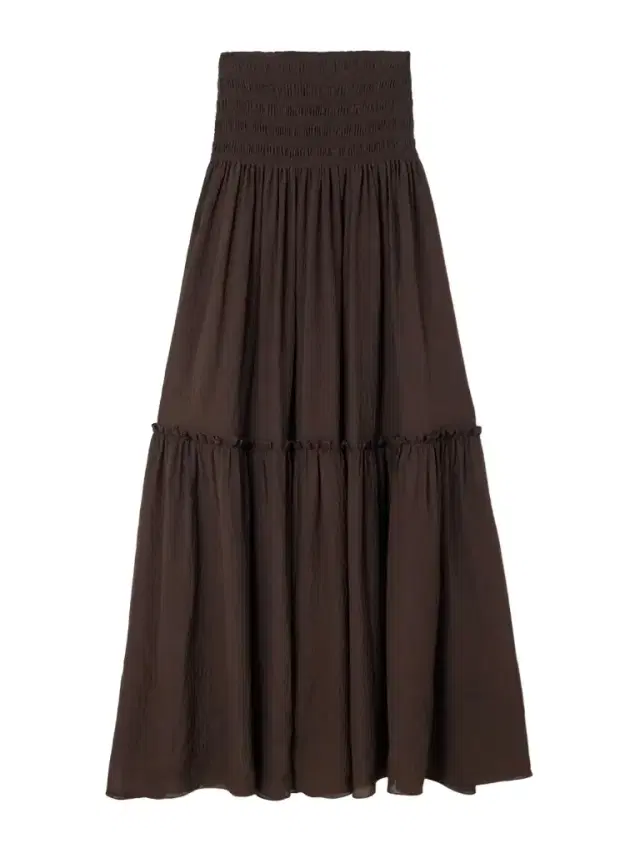 Folia Shirred Tiered Seersucker Maxi Skirt