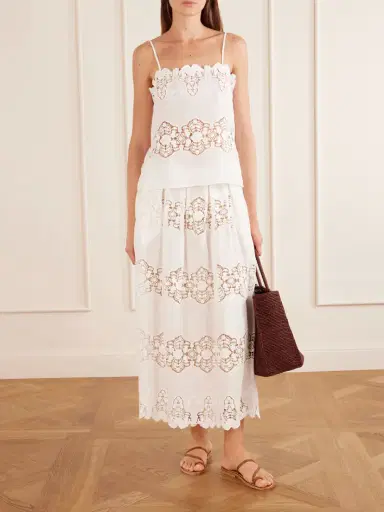 Miguelina Carissa Embroidered Cotton And Linen-blend Midi Skirt | Thumbnail 2