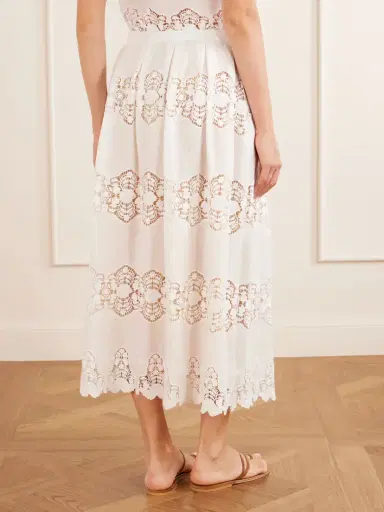 Miguelina Carissa Embroidered Cotton And Linen-blend Midi Skirt | Thumbnail 4