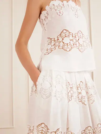 Miguelina Carissa Embroidered Cotton And Linen-blend Midi Skirt | Thumbnail 5