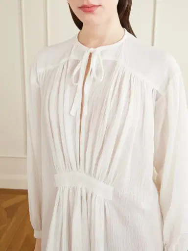 Les Vacances D’Irina Hazy Gathered Cotton Maxi Dress | Thumbnail 4