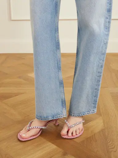 Amina Muaddi Gigi 45 Checked Crystal-embellished Leather Thong Sandals | Thumbnail 2 Amina Muaddi Gigi 45 Checked Crystal-embellished Leather Thong Sandals | Thumbnail 2