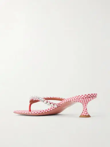 Amina Muaddi Gigi 45 Checked Crystal-embellished Leather Thong Sandals | Thumbnail 3 Amina Muaddi Gigi 45 Checked Crystal-embellished Leather Thong Sandals | Thumbnail 3