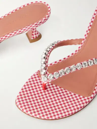 Amina Muaddi Gigi 45 Checked Crystal-embellished Leather Thong Sandals | Thumbnail 5 Amina Muaddi Gigi 45 Checked Crystal-embellished Leather Thong Sandals | Thumbnail 5