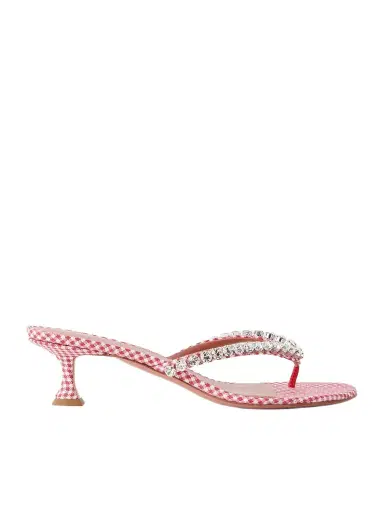 Amina Muaddi Gigi 45 Checked Crystal-embellished Leather Thong Sandals | Thumbnail 1 Amina Muaddi Gigi 45 Checked Crystal-embellished Leather Thong Sandals | Thumbnail 1
