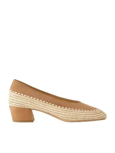 Gabriela Hearst Strength 40 Suede-trimmed Raffia Pumps | Thumbnail 1 Gabriela Hearst Strength 40 Suede-trimmed Raffia Pumps | Thumbnail 1
