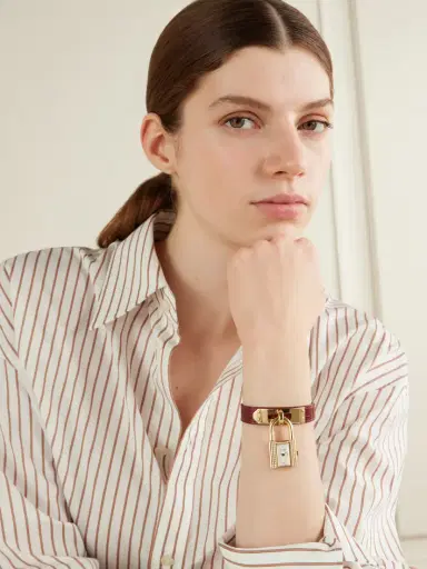 Stephanie Windsor + Hermès Vintage 1995 Kelly 16mm 18-karat Gold, Diamond And Leather Watch (fits Up To 7'' Wrist) | Thumbnail 2