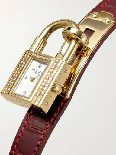 Stephanie Windsor + Hermès Vintage 1995 Kelly 16mm 18-karat Gold, Diamond And Leather Watch (fits Up To 7'' Wrist) | Thumbnail 3