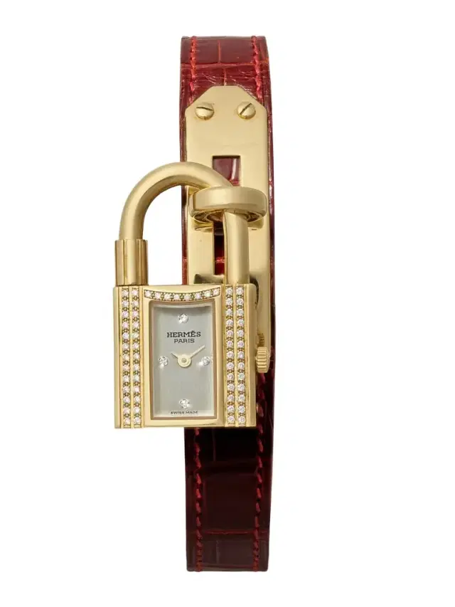 + Hermès Vintage 1995 Kelly 16mm 18-karat Gold, Diamond And Leather Watch (fits Up To 7'' Wrist)