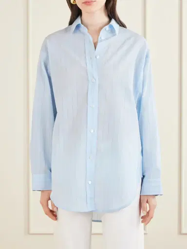 AGOLDE Sona Striped Cotton-blend Shirt | Thumbnail 3