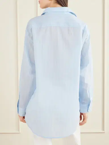 AGOLDE Sona Striped Cotton-blend Shirt | Thumbnail 4