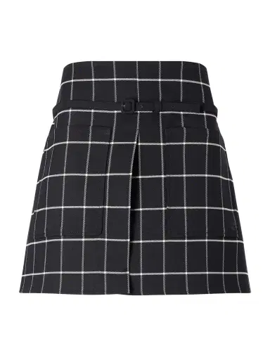 Courrèges Belted Checked Wool-blend Mini Skirt | Thumbnail 1 Courrèges Belted Checked Wool-blend Mini Skirt | Thumbnail 1