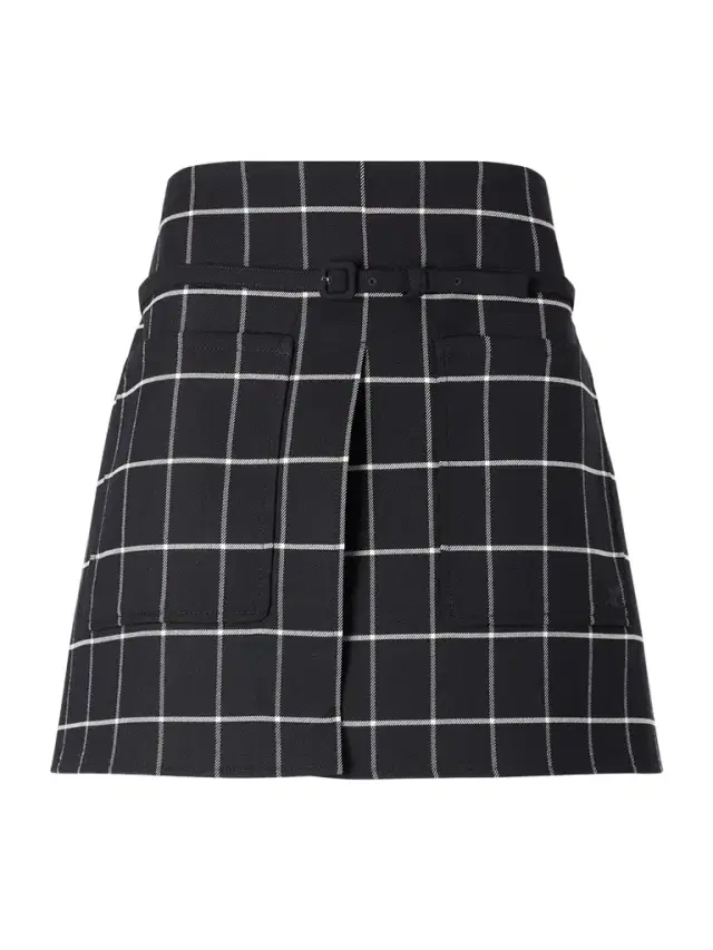 Belted Checked Wool-blend Mini Skirt