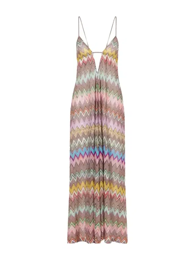Striped Metallic Crochet-knit Coverup