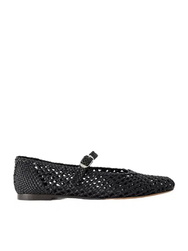 Le Monde Béryl Mary Jane Knotted Leather Ballet Flats