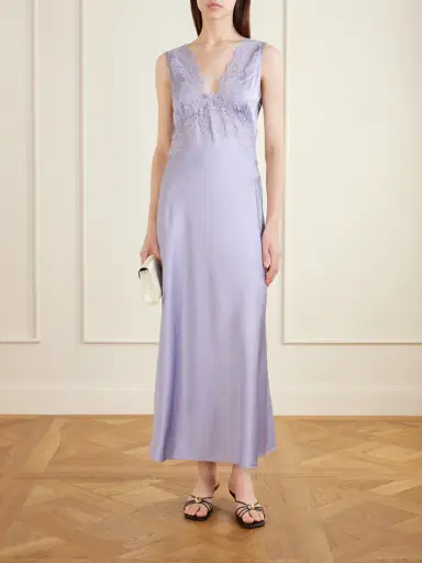 Rixo Lysandra Lace-trimmed Satin Maxi Dress | Thumbnail 2 Rixo Lysandra Lace-trimmed Satin Maxi Dress | Thumbnail 2